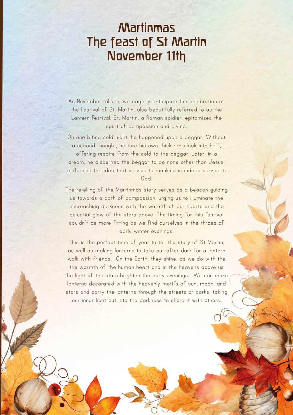 Martinmas Activity Workbook | St. Martin's Festival | Wilded Family - Download